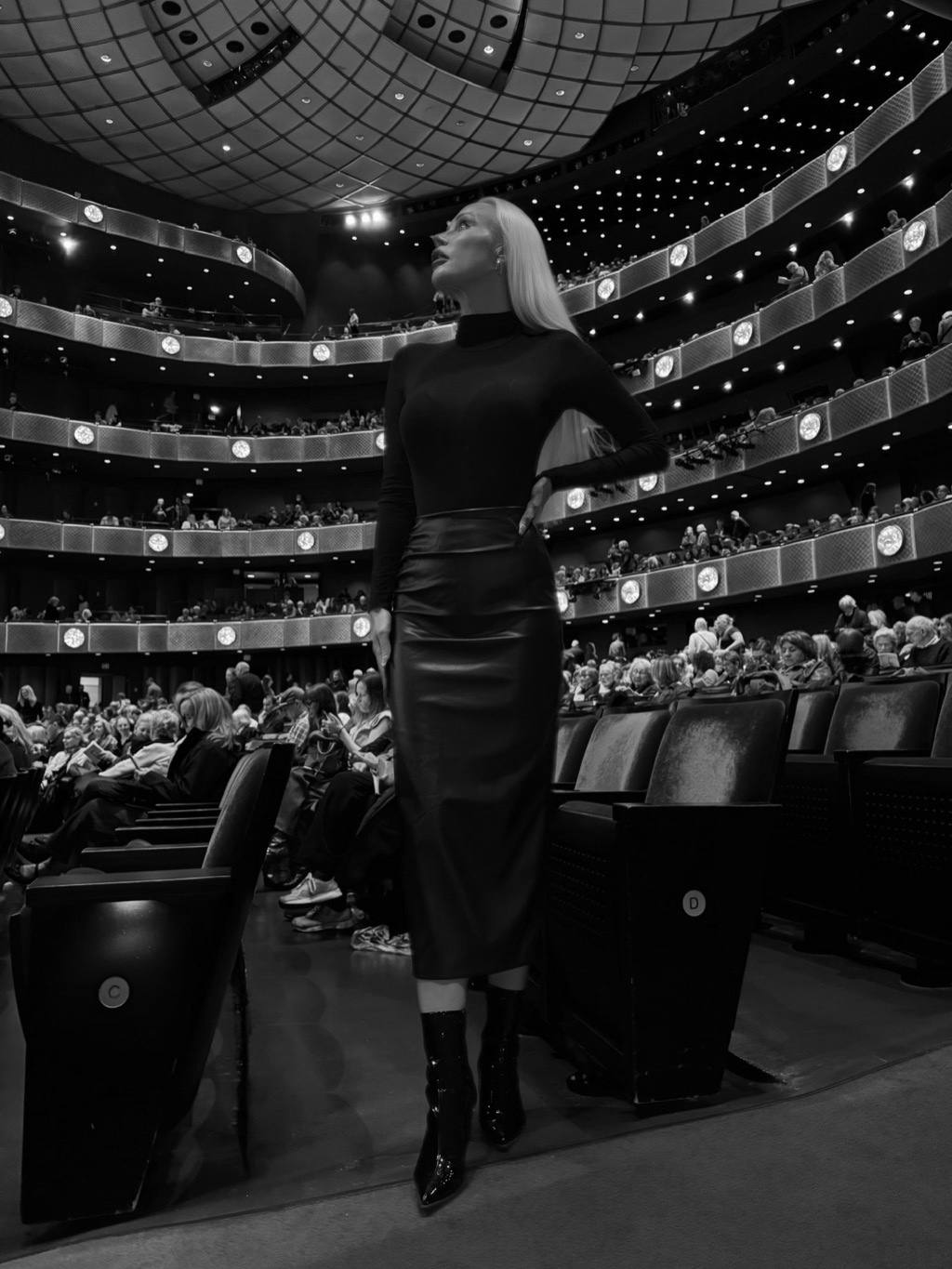 Inside an opera house auditorium before curtain