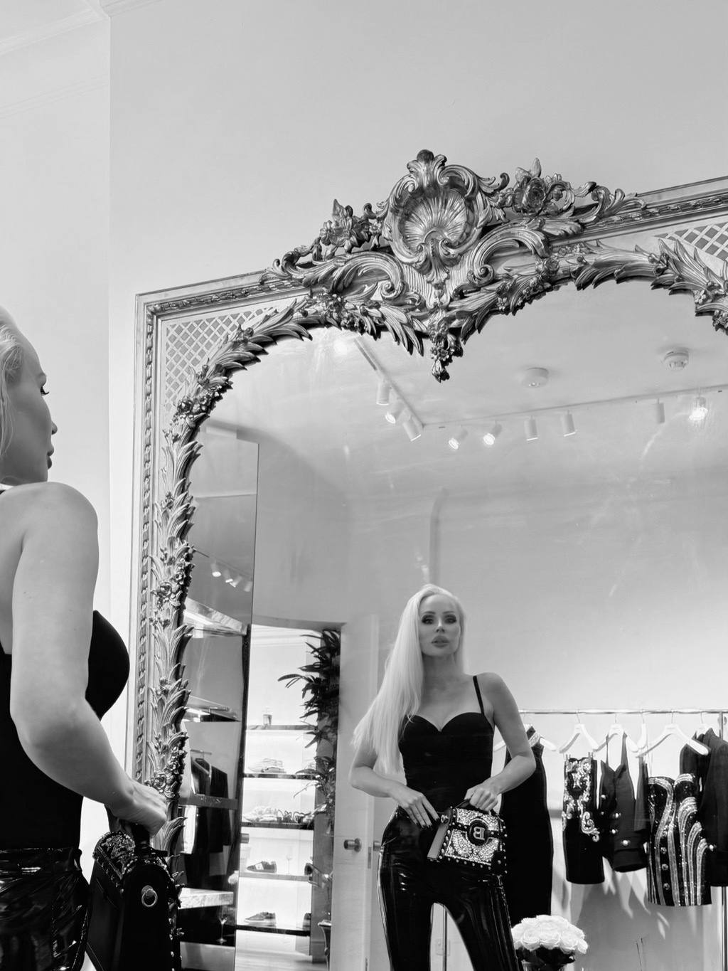 A gilded mirror in a London boutique